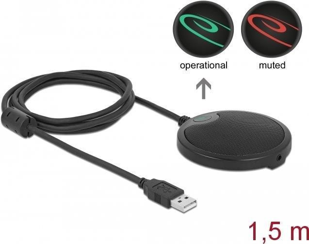 Delock USB Kondensator Mikrofon in Schwarz mit USB-A und 3,5 mm Klinkenanschluss - Bild 2
