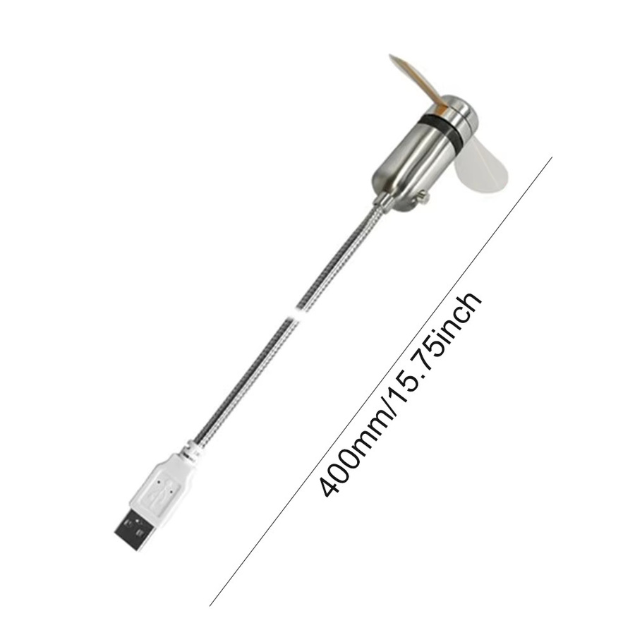 ATUOTIN Mini-Metall-Ventilator mit LED-Uhr und flexiblem Schwanenhals, USB-Gadget, Silber - Bild 4