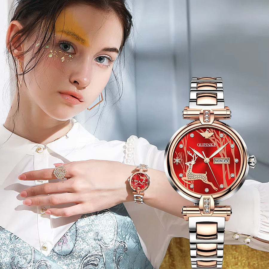 OUPINKE Armbanduhr, Automatik, Edelstahl, Roségold, Diamant, Damen - Bild 4