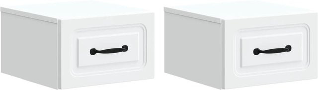 vidaXL Wandmontierter Nachttisch 2er-Set in Weiß mit integrierter Beleuchtung, B/T/H: 34,5 x 33 x 20 cm - Bild 1
