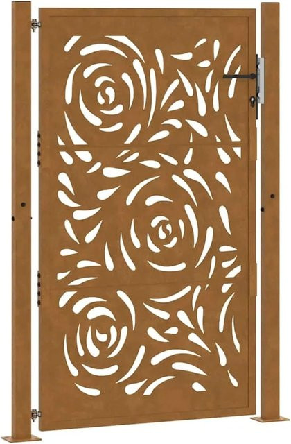 vidaXL Gartentor aus Stahl in Braun mit Flammendesign, B/H: 110 x 155 cm - Bild 1