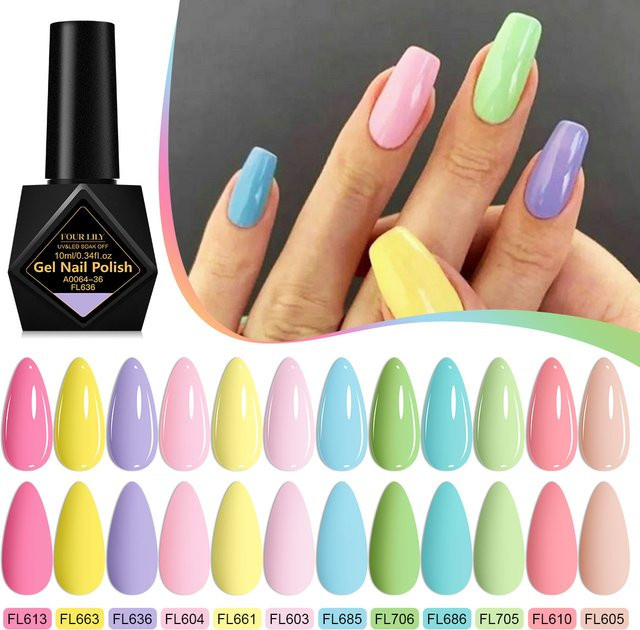 Four Lily Macaron Farbgel Nagellack, Rosa Blau, 10 ml, Glänzend - Bild 1