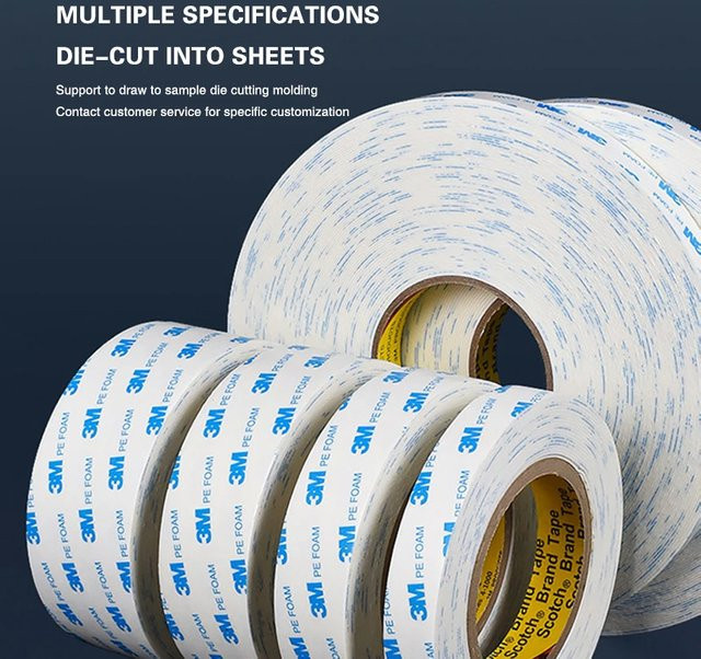 3M doppelseitiges Schaumstoff-Klebeband weiß, hochtemperaturbeständig und spurlos, Länge: 3 m - Bild 1