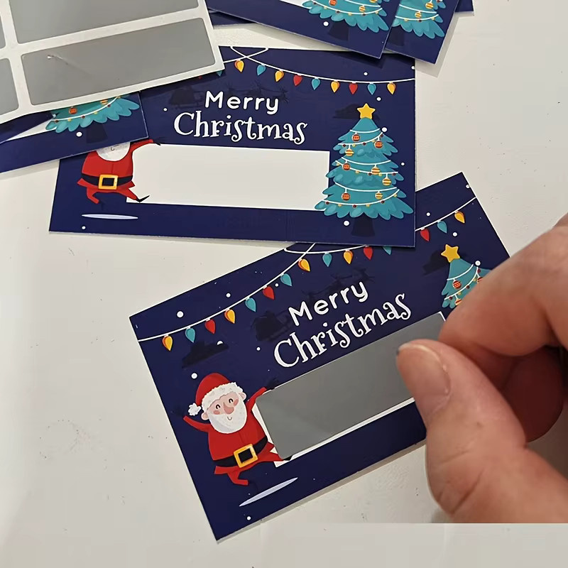 50-teiliges Weihnachts-Kratzkarten-Set mit Weihnachtsmann-Motiven in Mehrfarbig und Braun, selbstkratzende Urlaubs-Belohnungskarten und Geschenkanhänger aus Papier - Bild 3