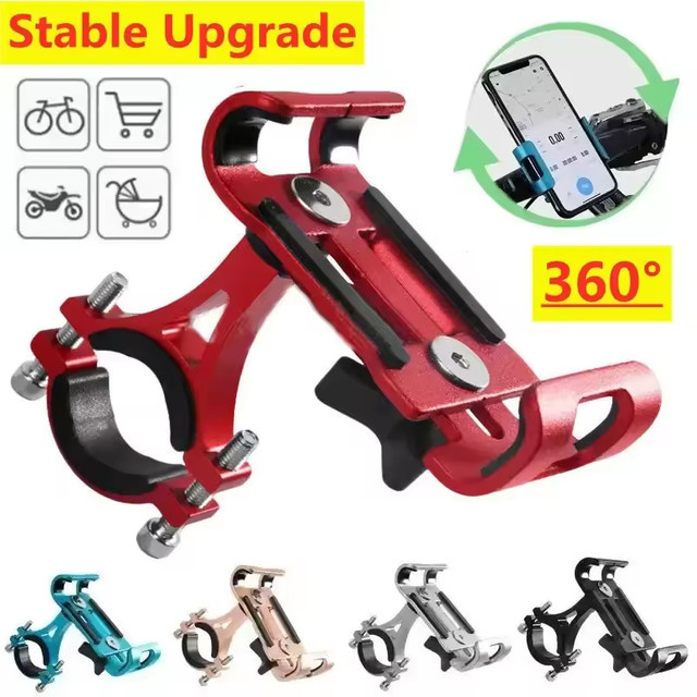 Universeller 360 Grad drehbarer Metall-Motorrad-Handyhalter und Fahrradständer in Silber mit rutschfester GPS-Halterung - Bild 1
