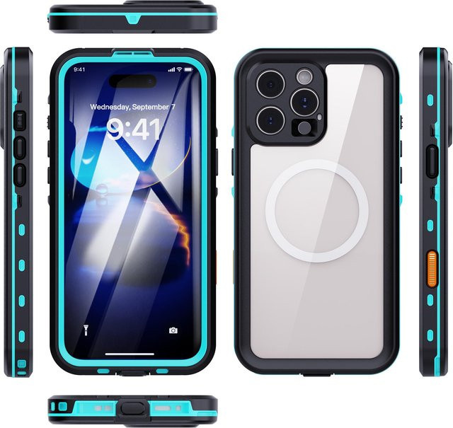 Tuiying002 Magnetisches IP68 Wasserdichtes Case für iPhone 17 16 15 13 Pro Max Plus mit 360 Grad Vollabdeckung und Staubschutz in Transparent oder Schwarz - Bild 1