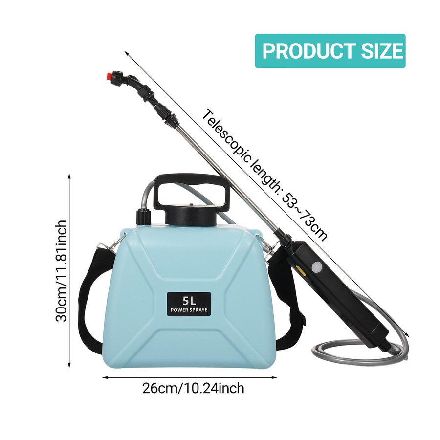TOMTOP JMS Elektrische Garten-Sprühgerät Handheld Sprayer mit Akku, USB aufladbar, Blau - Bild 2