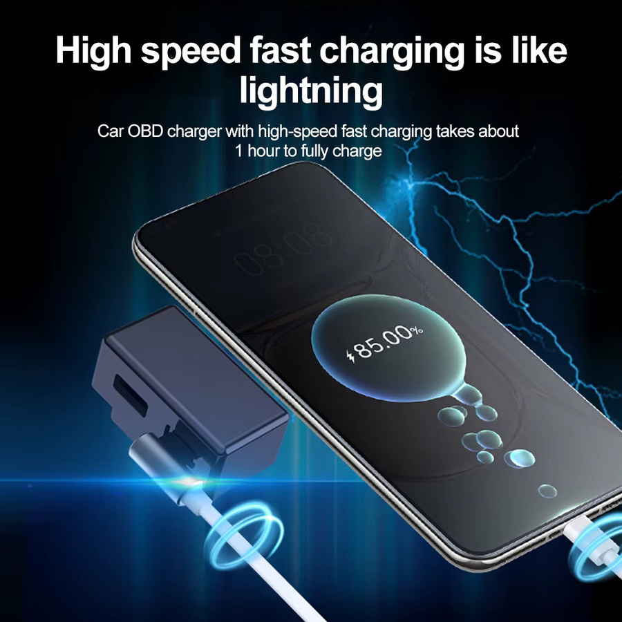 Kebidumei OBD2 Splitter Adapter für Tesla Modell 3 und Model Y mit USB-C PD Schnellladefunktion, Schwarz - Bild 2