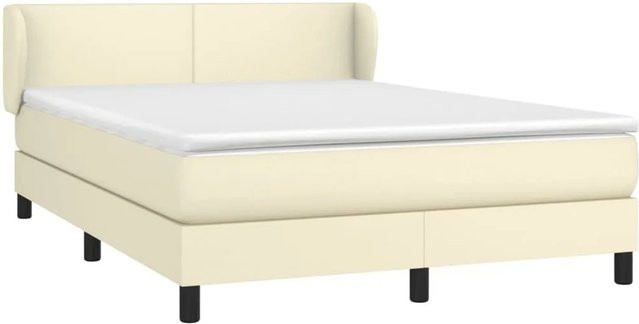 vidaXL Boxspringbett mit Matratze in Beige aus Kunstleder und Stoff, B/T: 140 x 200 cm - Bild 1