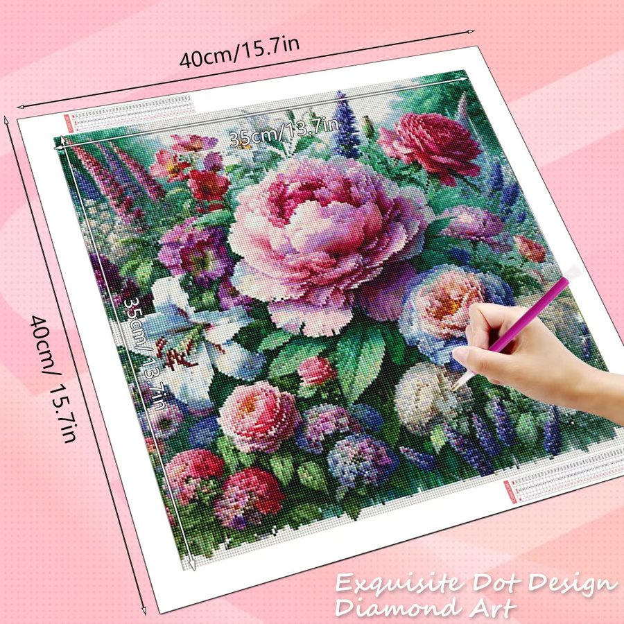 HUACAN Diamond Painting Set Pfingstrosen und Schmetterlinge mit runden Steinen in Mehrfarbig - Bild 1