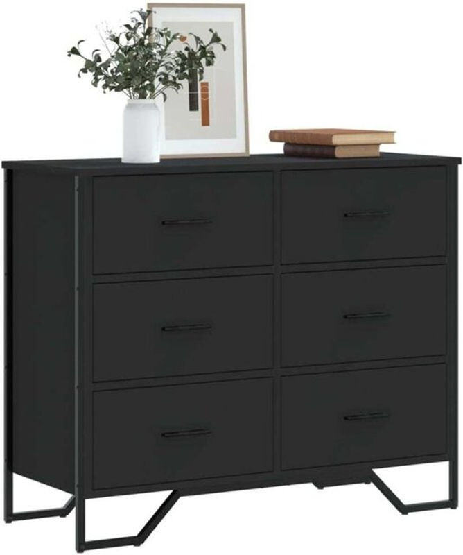 Vidaxl Kommode Schwarz aus Holzwerkstoff im modernen Design B/T/H: 91 x 35,5 x 74,5 cm - Bild 1