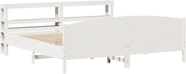 vidaXL Massivholzbett aus Kiefernholz in Weiß, rustikales Bett ohne Matratze, B/T/H: 180 x 200 x 82 cm - Bild 1