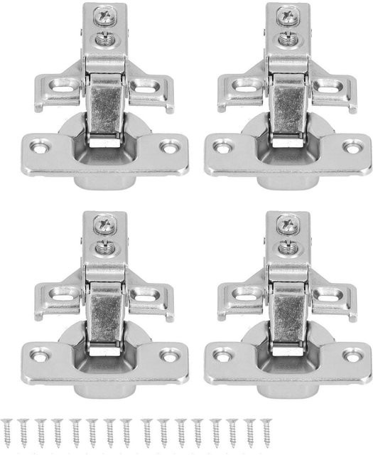4er-Set Neoglint Türscharniere mit hydraulischer Dämpfung, 105 Grad, Full Overlay, Edelstahl-Optik in Silber, inklusive Schrauben - Bild 1
