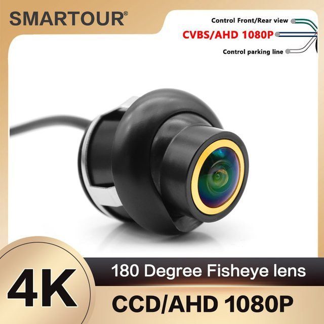 SMARTOUR 4K Rückfahrkamera mit 360 CVBS Switch AHD 1080P und 180 Grad Fisheye-Goldlinse in Schwarz für Toyota, Kia und BMW - Bild 1