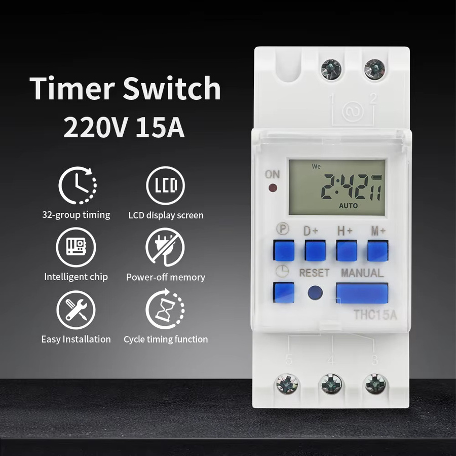 TNCE Digitale Zeitschaltuhr THC15A 220V Mini-Zeitregler mit 7-Tage-Programmierung in Weiß - Bild 2