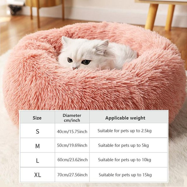 Warmes rundes Plüsch-Haustierbett für Hunde und Katzen von Household supplies MH, Farbe: Beige, Durchmesser: 40 cm - Bild 1