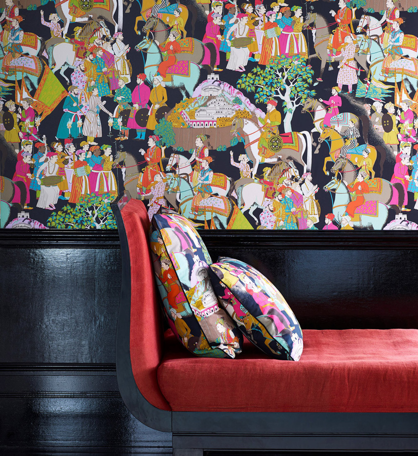 Manuel Canovas Tapete Dara Noir Vlies-Tapete mit abstraktem Tier- und Ethno-Motiv in Schwarz und Multicolour - Bild 1