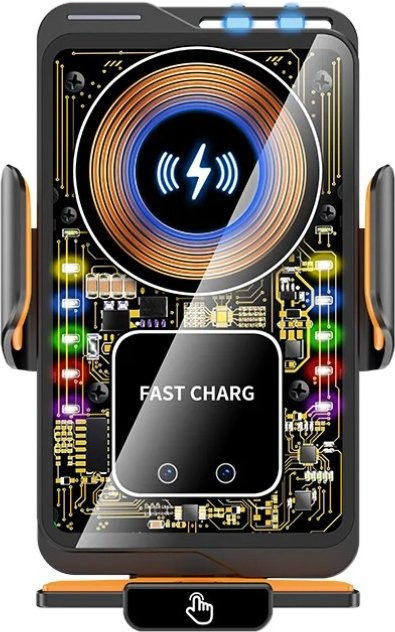 VIKEFON Kabelloses Autoladegerät mit RGB-Licht und Berührungssensor, Transparentes Schnellladegerät für iPhone 17 und Samsung S25 Smartphones - Bild 1