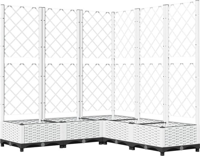 vidaXL Pflanzkübel mit Rankgitter Weiß B/T/H: 120 x 120 x 121,5 cm - Bild 1