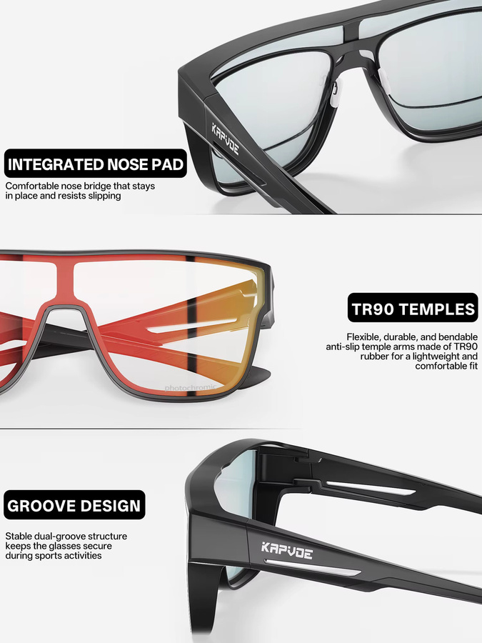 KAPVOE Sonnenbrille photochrom, schwarz, Unisex, TR90 - Bild 4