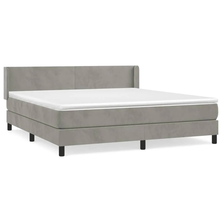 vidaXL Boxspringbett mit Matratze in Hellgrau aus Samt, Hybrid-Design mit Taschenfederkern, B/T: 160 x 200 cm - Bild 2