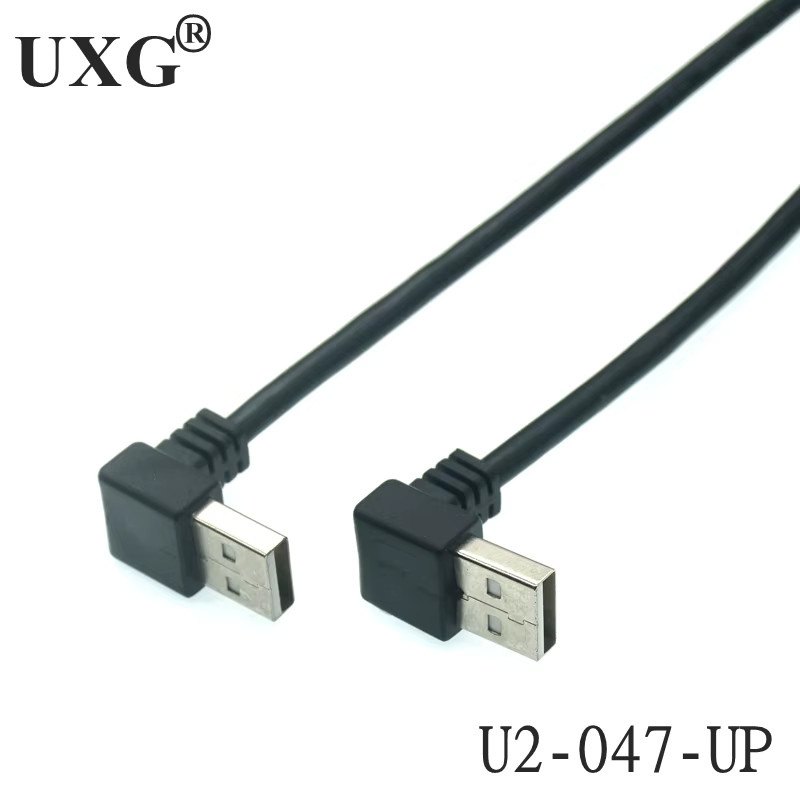UXG USB-A auf USB-A Adapter Kabel 90 Grad Winkel Verlängerung USB 2.0 Schwarz 25 cm - Bild 2