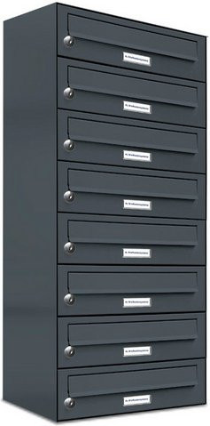 AL Briefkasten-System für 8 Parteien, Aufputzmontage, grau, B/H/T: 153,439 x 92,0 x 27,5 cm - Bild 1