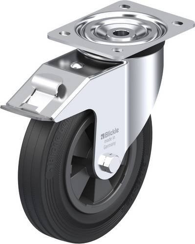 Blickle L-VPP 200R-FI Lenkrolle mit Feststeller in Schwarz und Silber, Rad-Durchmesser: 20 cm, Tragfähigkeit: 205 kg - Bild 1
