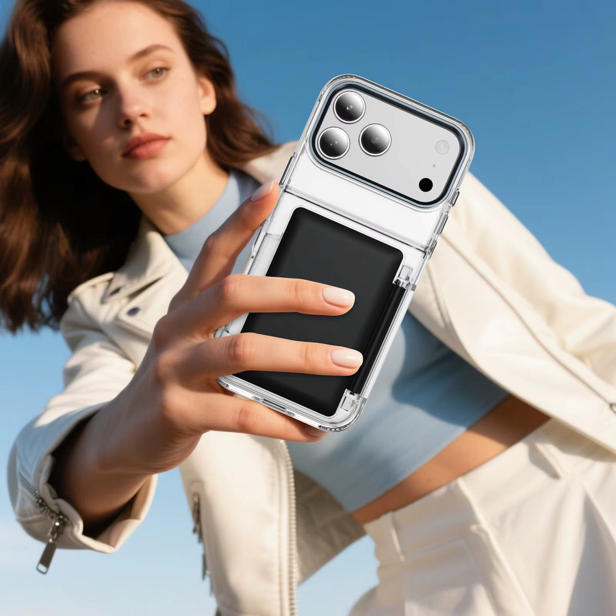 szHAIyu Transparente Flip-Wallet-Handyhülle mit Kartenfach und Ständer für iPhone, Stoßfestes Design in Orange - Bild 5