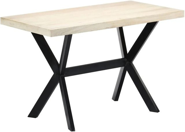 vidaXL Esstisch aus Mango-Massivholz in Weiß und Schwarz, rechteckiger Esstisch im Industrial-Design, B/T/H: 120 x 60 x 75 cm - Bild 1
