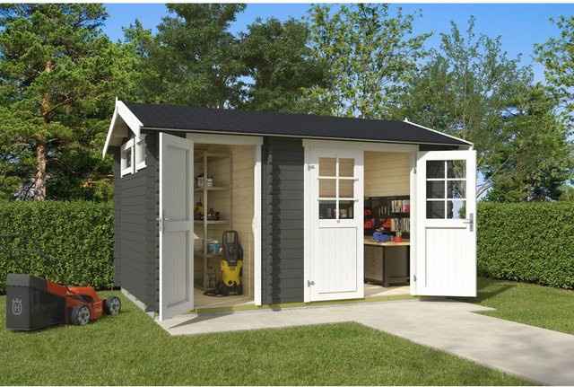Lasita Gartenhaus William in Grüngrau, B/H/T: 420 x 239,4 x 288,8 cm - Bild 1