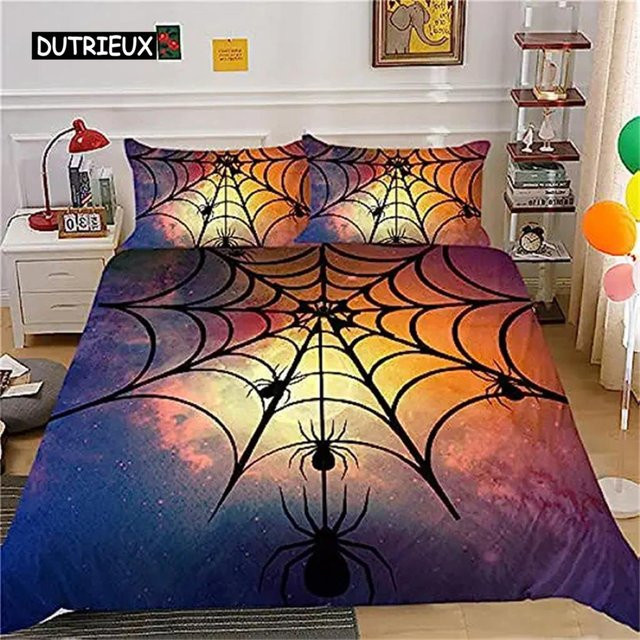 Bettbezug Tarantula mit Spinnenmotiv aus Mikrofaser in Schwarz und Braun, B/H: 135 x 200 cm - Bild 1