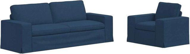 vidaXL Sofa Set 2-teilig Blau Stoff mit Metallrahmen B/T/H: 222 x 80 x 82 cm und 103 x 80 x 82 cm - Bild 1