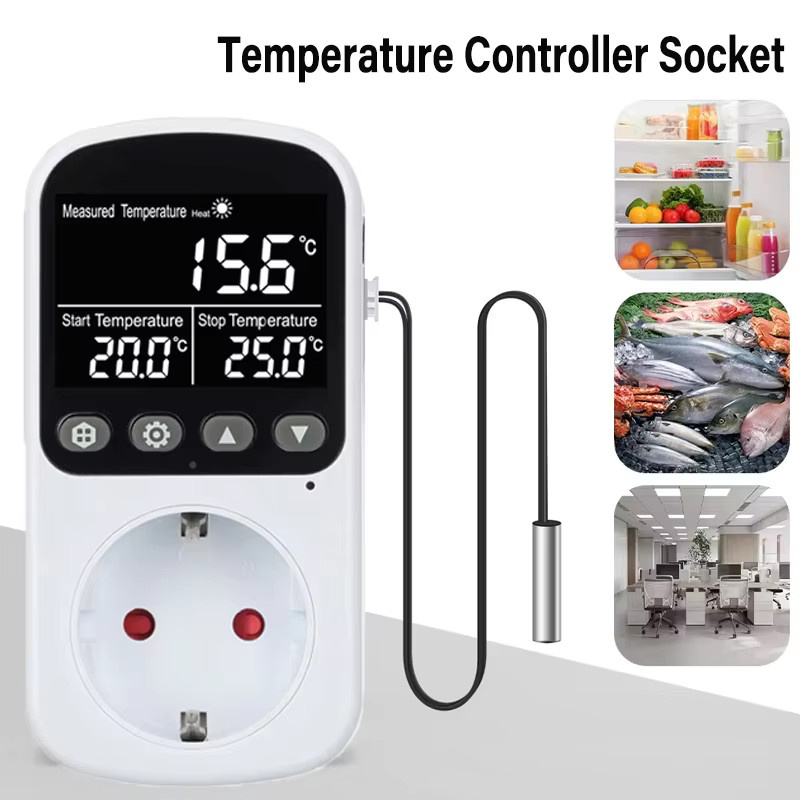Digitaler Temperaturregler kebidumei mit Hintergrundbeleuchtung, Thermostatschalter für Heizung und Kühlung, 16 A, Farbe: Weiß - Bild 3