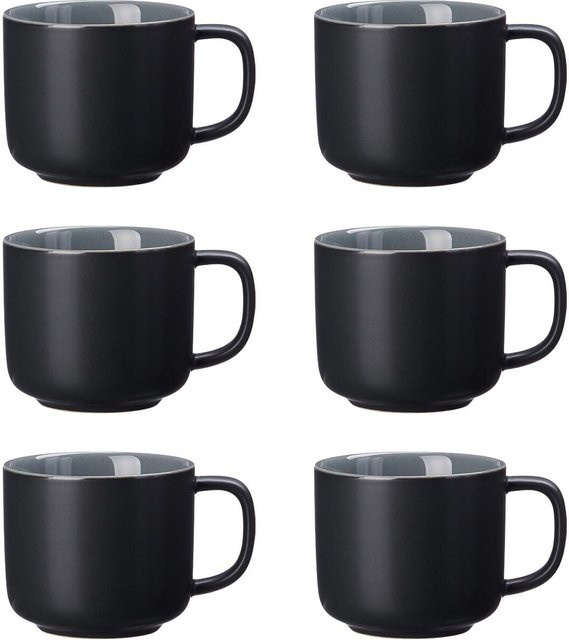 Ritzenhoff & Breker Kaffeetassen Jasper Schwarz 6er Set mit 240 ml pro Tasse - Bild 1