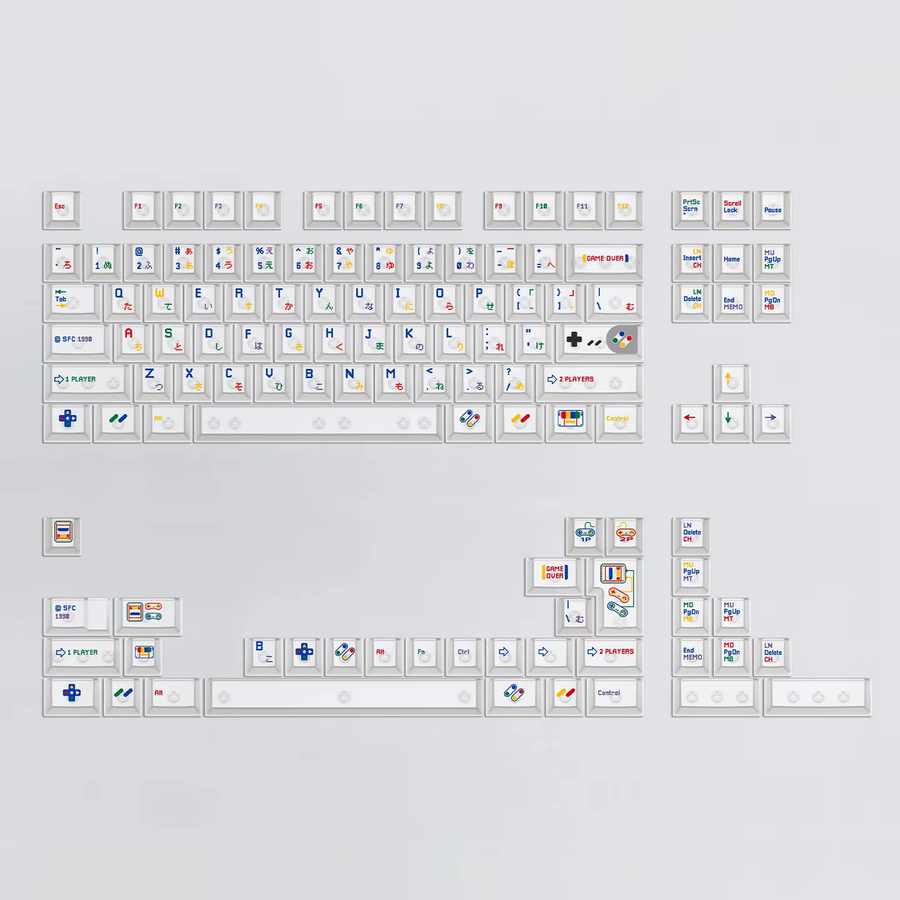 Venit Keys SFC Tastenkappen in Weiß und Transparent mit 122 Tasten im Cherry-Profil für MX-Schalter und mechanische Tastaturen (64/75/87/96/104 Layout) - Bild 3