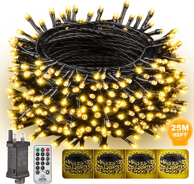 25 m LED Lichterkette mit 250 warmweißen Lichtern für Garten und Außenbereich - Bild 1