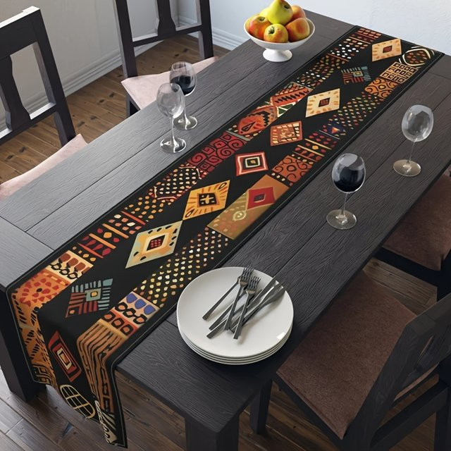 VIKAMA Tischläufer mit afrikanischem Stammesmuster in Multicolour, rechteckig, B/H: 90 x 33 cm - Bild 1