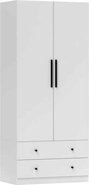 HOMCOM Kleiderschrank aus Spanplatte mit integrierten Schubladen in Weiß, B/T/H: 79 x 43 x 180 cm - Bild 1