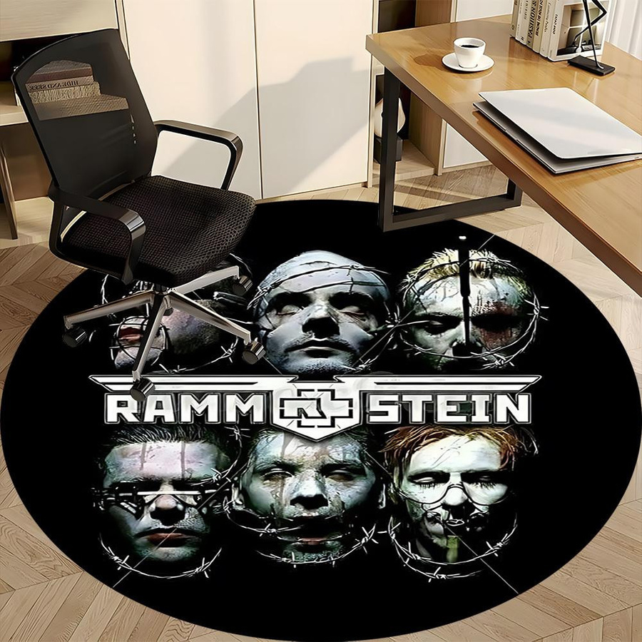 Runder Teppich mit Rammstein Band Logo in Schwarz, Durchmesser: 80 cm, aus Polyester, waschbar und rutschfest - Bild 5