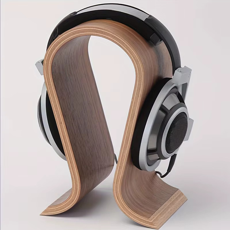 U-förmiger Kopfhörerständer aus Holz von TTAKA7 in Braun und Gelb, B/T/H: 25,5 x 15,5 x 0 cm - Bild 2