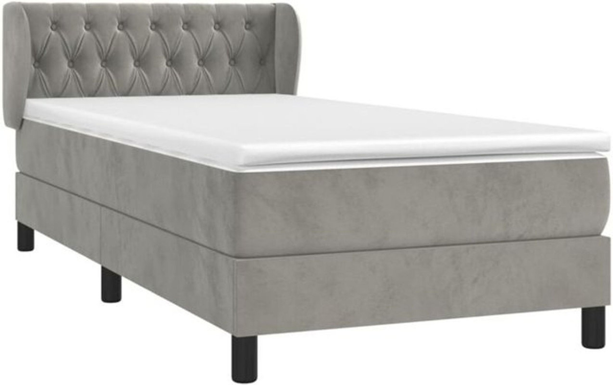 Vidaxl Boxspringbett mit Matratze aus Samt in Grau und Weiß, B/T/H: 100 x 200 cm - Bild 1