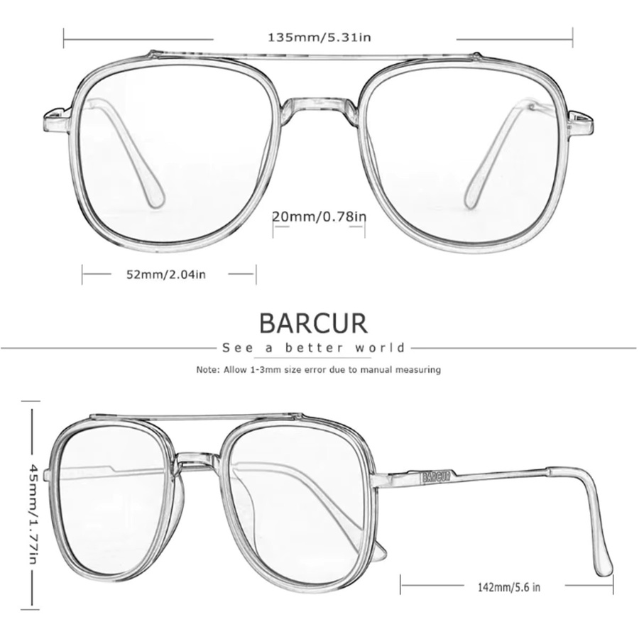 BARCUR Sonnenbrille, Vollrand, Square, Metall, black - Bild 2