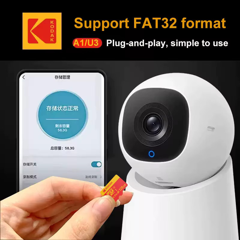 Kodak Micro SD Speicherkarte für Überwachungskameras, U3 V30, 100 MB/s, Multicolor - Bild 4