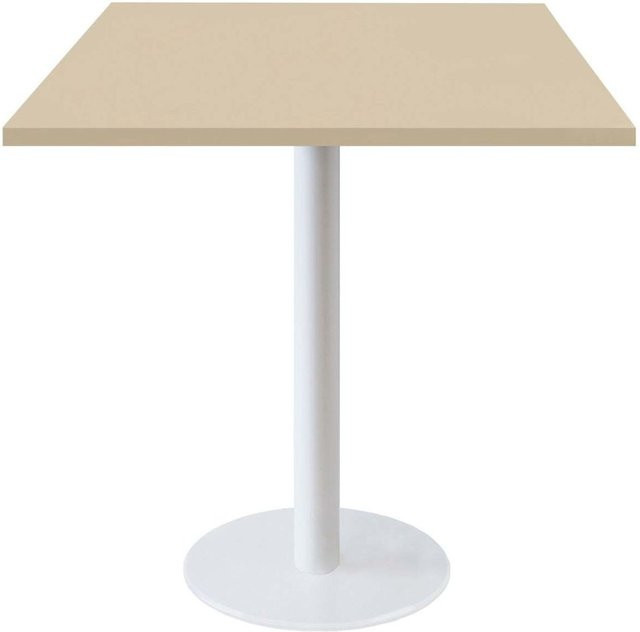 RestooTab Tisch Rome Gestell quadratisch in Weiß und Beige B/T/H: 70 x 70 x 75 cm - Bild 1