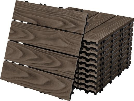 ML-Design WPC Terrassenfliesen in Holzoptik Dunkelbraun mit Klicksystem, 44 Stück, B/T: 30 x 30 cm - Bild 1