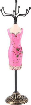 CosyHome Schmuckaufsteller aus Metall in Pink für Halsketten, Ohrringe und Armbänder mit floralem Design im Shabby Chic, Höhe: 25,0 cm, Breite: 7,5 cm