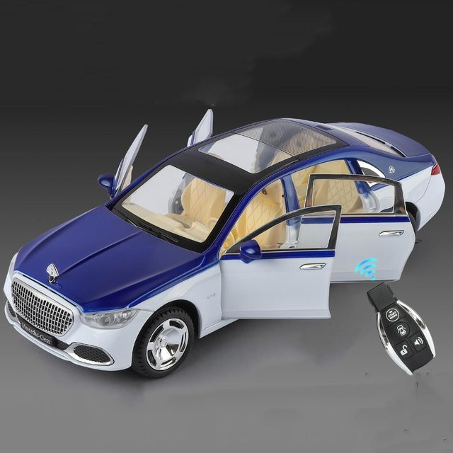 Linyi toy car Maybach S680, Auto Modell, 1:24, Metall, Blau, mit Licht und Sound, ab 18 Jahre - Bild 1