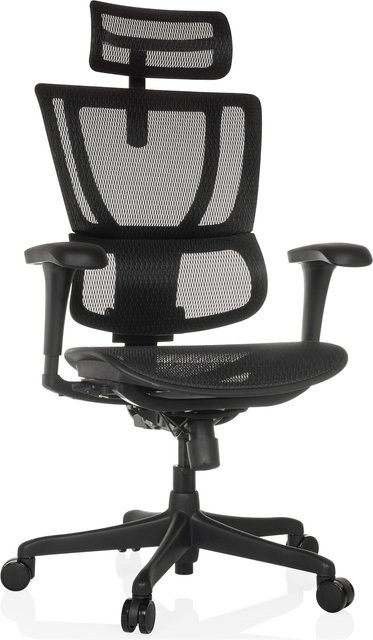 hjh OFFICE Luxus Chefsessel ERGOHUMAN SLIM ECO M GEN2 in Schwarz mit Netzstoff, Kopfstütze und Armlehnen, höhenverstellbar - Bild 1