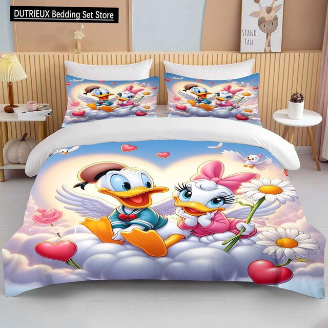 Disney Donald und Daisy Duck Bettwäsche Set aus Mikrofaser mit Bettbezug und Kissenbezug, Mehrfarbig, B/H: 140 x 210 cm - Bild 1